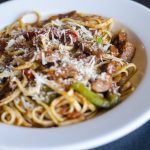 Sausage Pepper Linguine from Eastwood's Grill in Windsor, Ontario.