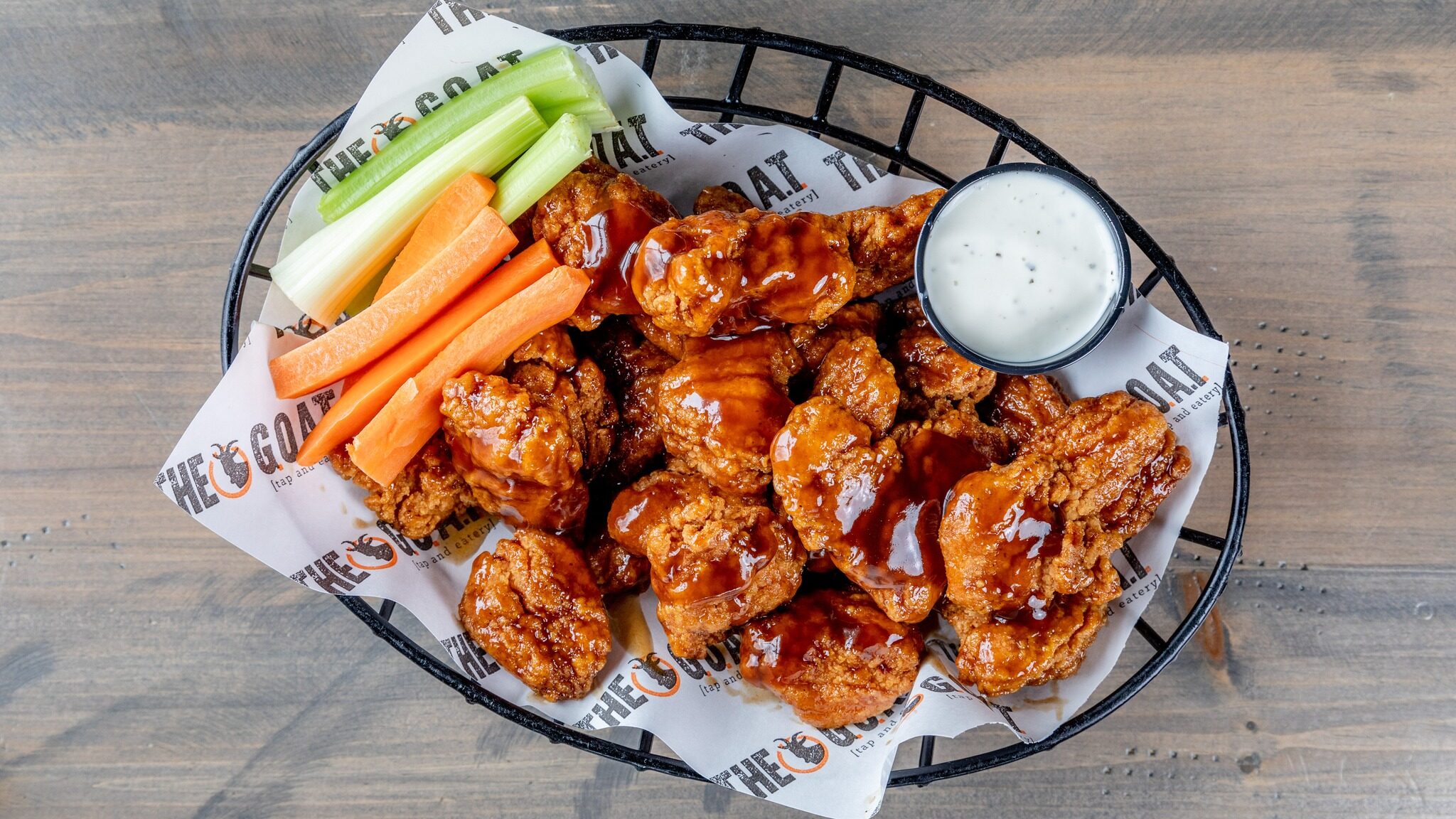 Wings from The G.O.A.T. Tap & Eatery.