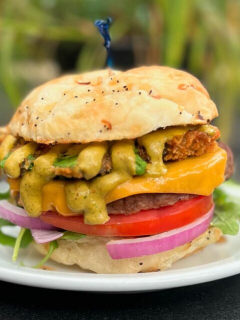 Avocado Smash Burger from Nooch Vegan Eatery in Windsor, Ontario.
